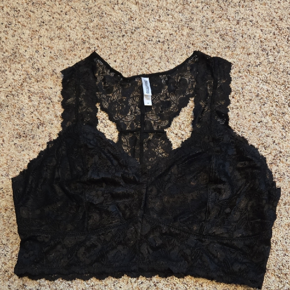 Zenana Outfitters Lace Bralette Size 1X Black New